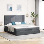 Casa si Gradina - Mobilier - Paturi si accesorii - Paturi - Cadru de pat otoman cu saltele Gri inchis 200x200cm catifea - Infinity.ro