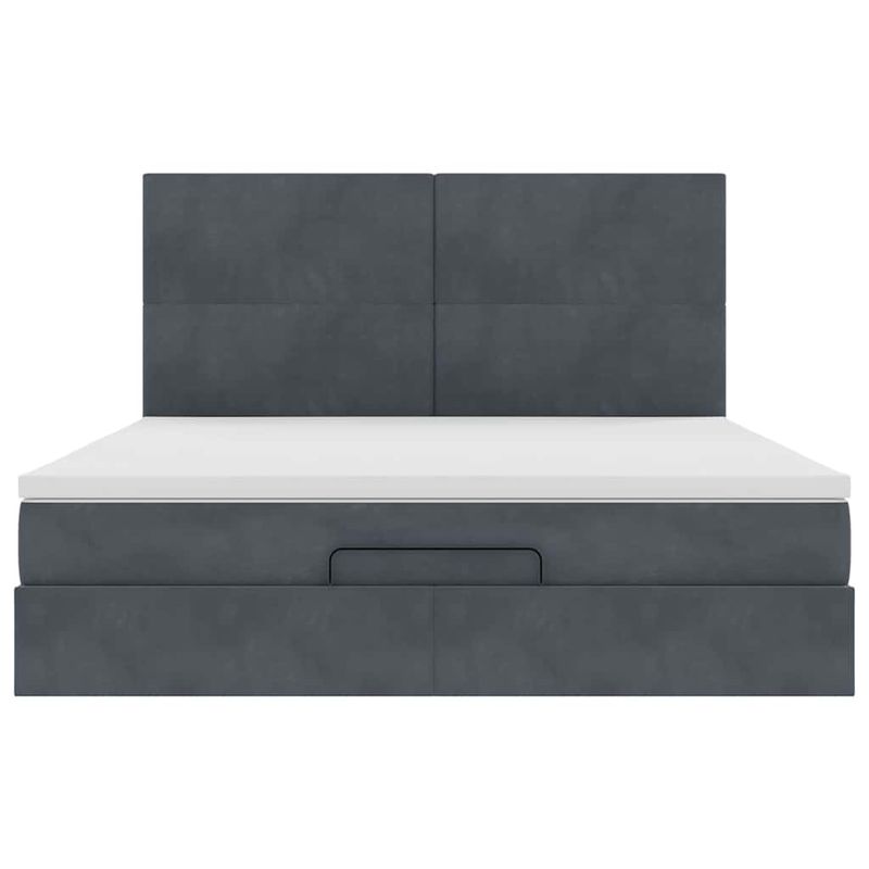 Casa si Gradina - Mobilier - Paturi si accesorii - Paturi - Cadru de pat otoman cu saltele Gri inchis 200x200cm catifea - Infinity.ro