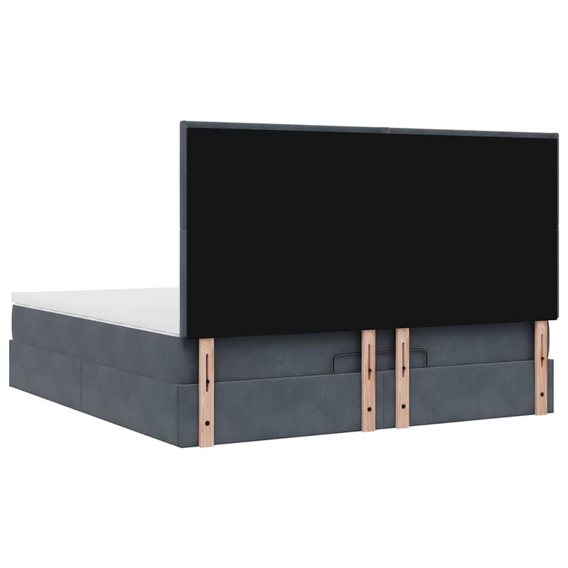 Casa si Gradina - Mobilier - Paturi si accesorii - Paturi - Cadru de pat otoman cu saltele Gri inchis 200x200cm catifea - Infinity.ro