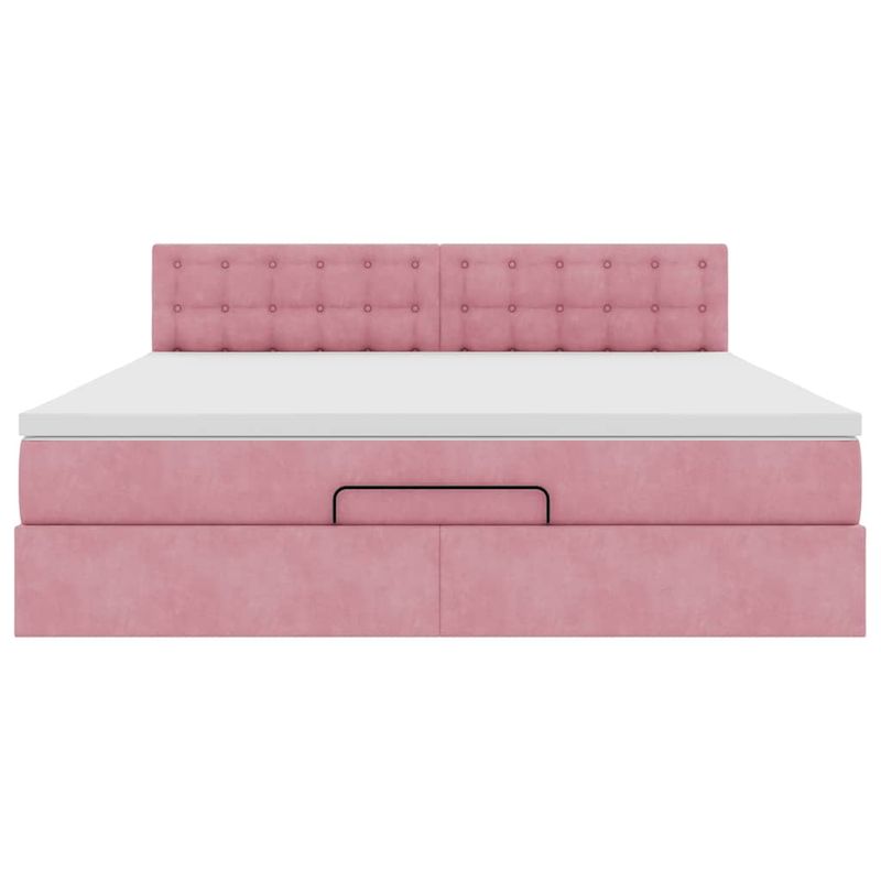 Casa si Gradina - Mobilier - Paturi si accesorii - Paturi - Cadru de pat otoman cu saltea roz 160x200cm catifea - Infinity.ro