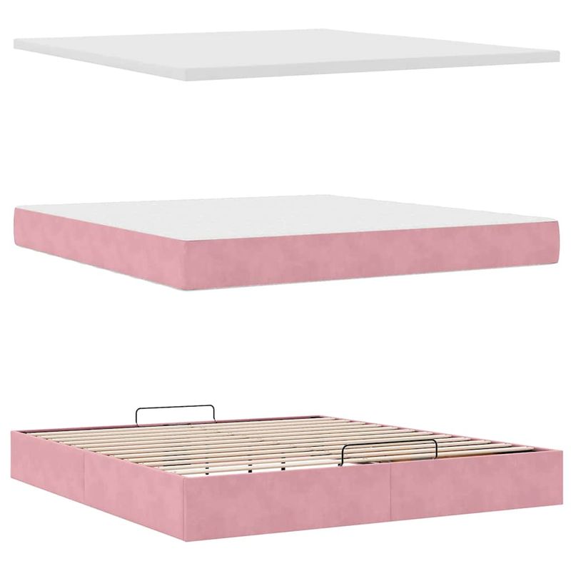 Casa si Gradina - Mobilier - Paturi si accesorii - Paturi - Cadru de pat otoman cu saltea roz 160x200cm catifea - Infinity.ro