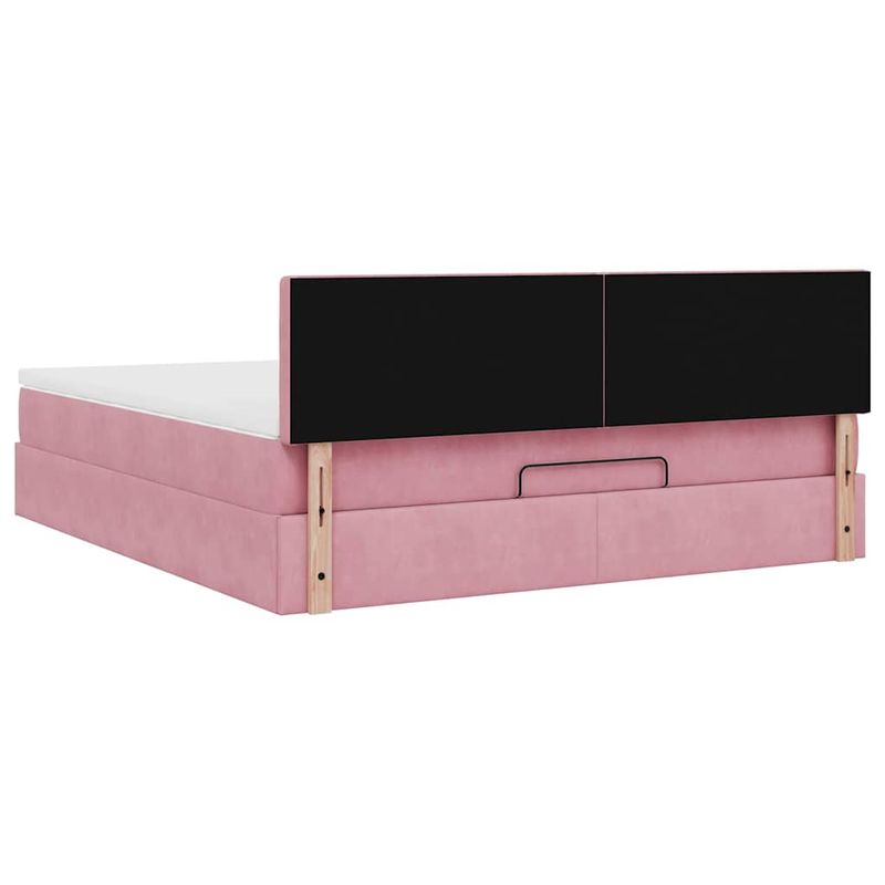 Casa si Gradina - Mobilier - Paturi si accesorii - Paturi - Cadru de pat otoman cu saltea roz 160x200cm catifea - Infinity.ro
