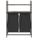 Market - Spalare si intretinere rufe - Uscatoare de rufe si accesorii - Cos de rufe 2 compartimente cu rafturi stejar fumuriu - Infinity.ro