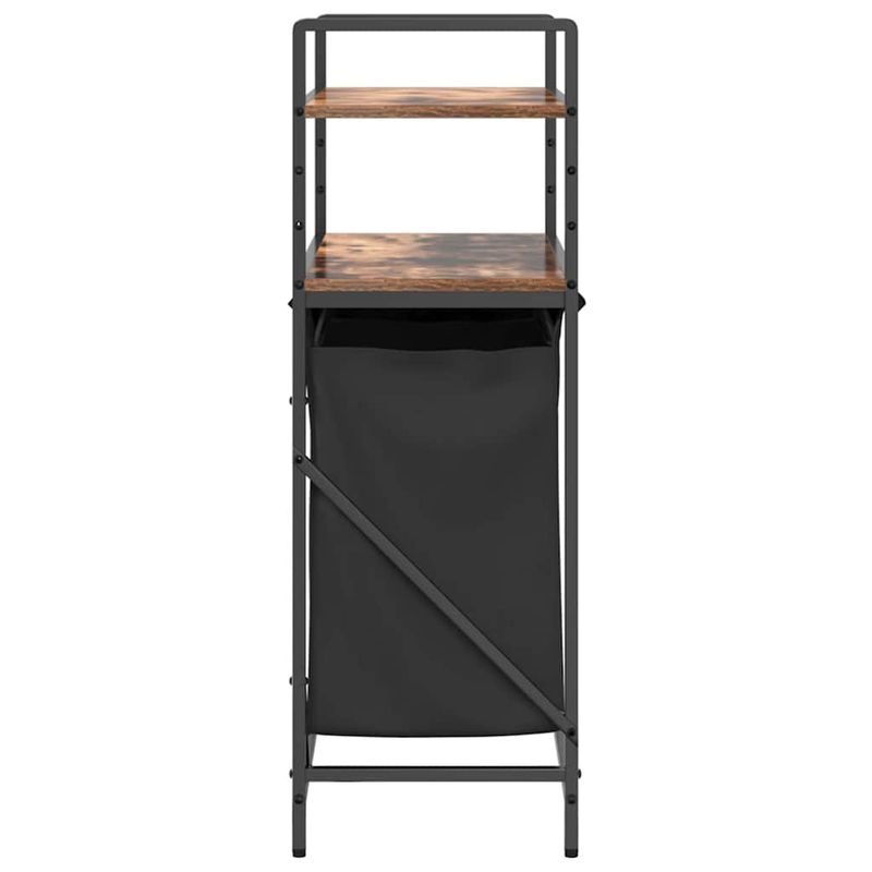 Market - Spalare si intretinere rufe - Uscatoare de rufe si accesorii - Cos de rufe 2 compartimente cu rafturi stejar fumuriu - Infinity.ro