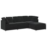 Casa si Gradina - Mobilier - Canapele si coltare - Canapele - Canapea modulara cu taburet si perne, catifea, negru - Infinity.ro