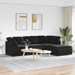 Casa si Gradina - Mobilier - Canapele si coltare - Canapele - Canapea modulara cu taburet si perne, catifea, negru - Infinity.ro