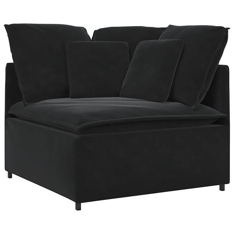 Casa si Gradina - Mobilier - Canapele si coltare - Canapele - Canapea modulara cu taburet si perne, catifea, negru - Infinity.ro