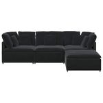 Casa si Gradina - Mobilier - Canapele si coltare - Canapele - Canapea modulara cu taburet si perne, catifea, negru - Infinity.ro