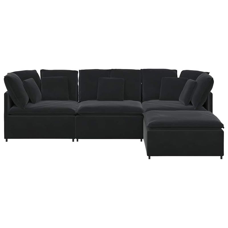 Casa si Gradina - Mobilier - Canapele si coltare - Canapele - Canapea modulara cu taburet si perne, catifea, negru - Infinity.ro