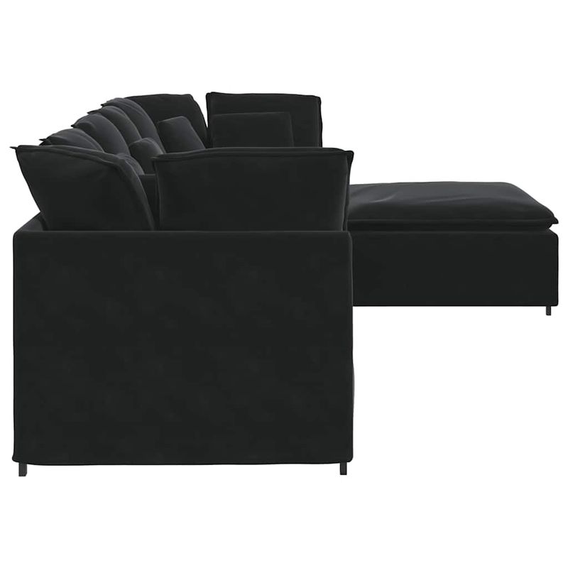 Casa si Gradina - Mobilier - Canapele si coltare - Canapele - Canapea modulara cu taburet si perne, catifea, negru - Infinity.ro