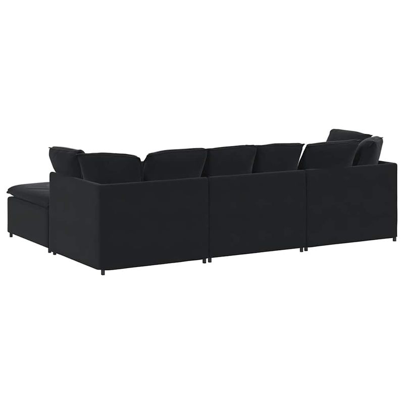 Casa si Gradina - Mobilier - Canapele si coltare - Canapele - Canapea modulara cu taburet si perne, catifea, negru - Infinity.ro
