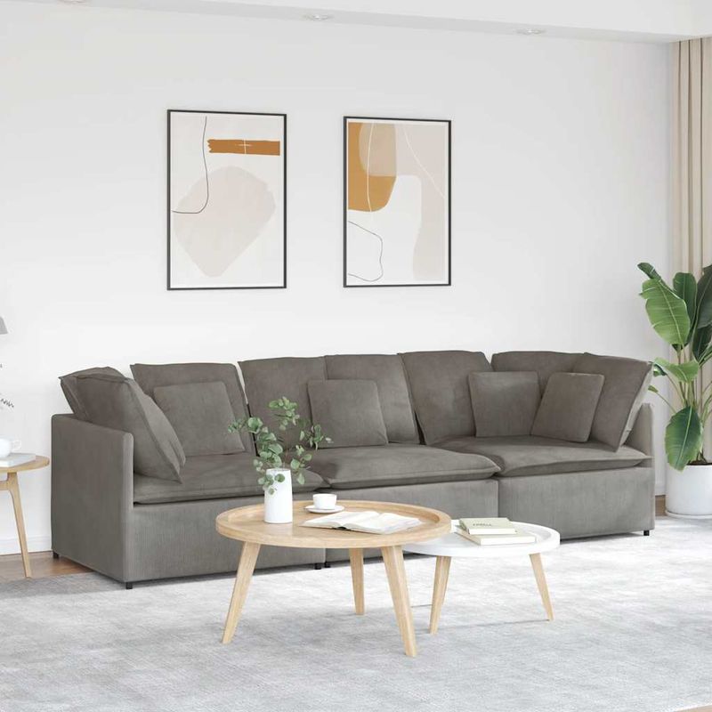 Casa si Gradina - Mobilier - Canapele si coltare - Canapele - Canapea modulara cu perne, gri deschis, tesatura velur - Infinity.ro