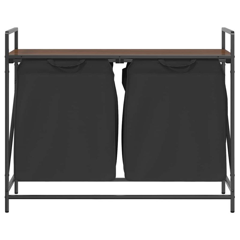 Casa si Gradina - Sanitare - Suporturi si accesorii baie - Accesorii baie - Cos de rufe 2 compartimente cu raft stejar maro - Infinity.ro