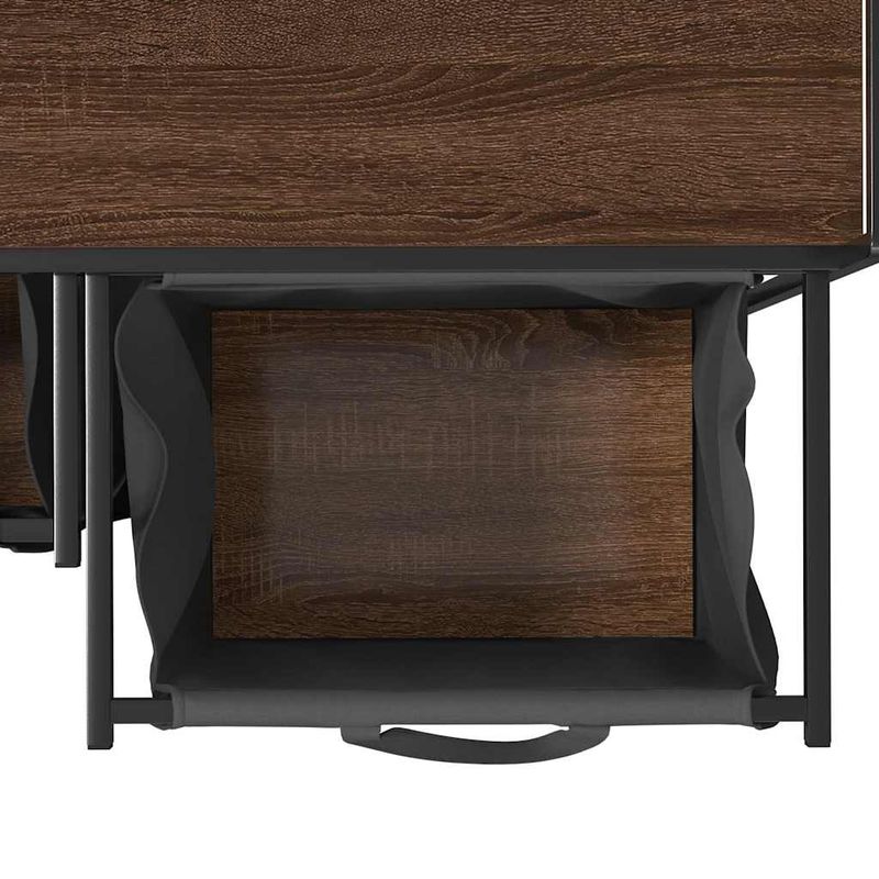 Casa si Gradina - Sanitare - Suporturi si accesorii baie - Accesorii baie - Cos de rufe 2 compartimente cu raft stejar maro - Infinity.ro