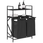 Casa si Gradina - Sanitare - Suporturi si accesorii baie - Accesorii baie - Cos de rufe 2 compartimente cu rafturi stejar negru - Infinity.ro