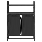 Casa si Gradina - Sanitare - Suporturi si accesorii baie - Accesorii baie - Cos de rufe 2 compartimente cu rafturi stejar negru - Infinity.ro