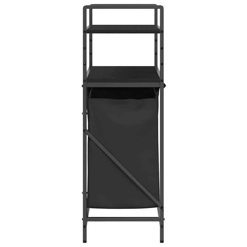 Casa si Gradina - Sanitare - Suporturi si accesorii baie - Accesorii baie - Cos de rufe 2 compartimente cu rafturi stejar negru - Infinity.ro