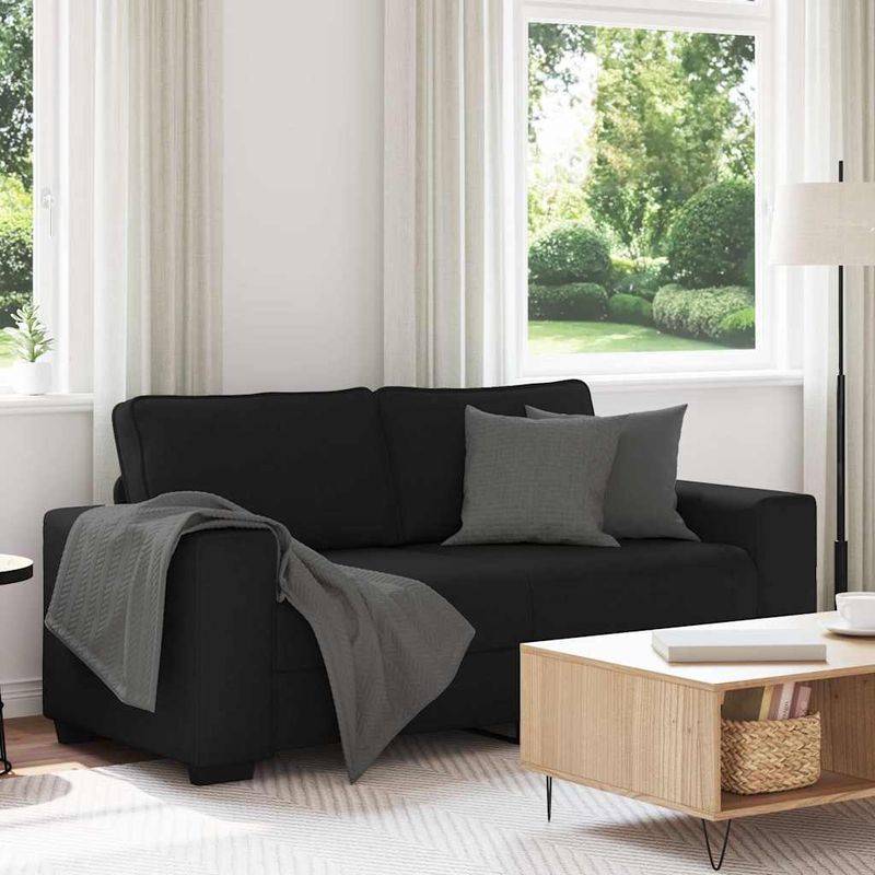 Casa si Gradina - Mobilier - Canapele si coltare - Canapele - Canapea cu 2 locuri negru 140 cm stofa - Infinity.ro