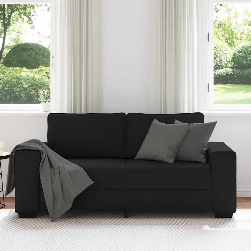 Casa si Gradina - Mobilier - Canapele si coltare - Canapele - Canapea cu 2 locuri negru 140 cm stofa - Infinity.ro