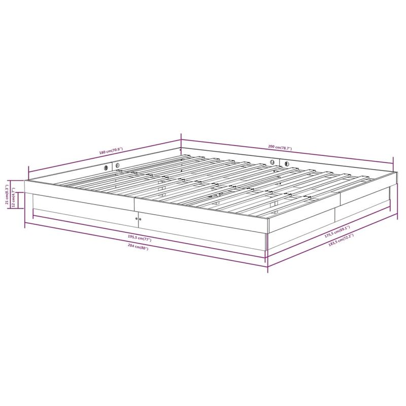 Casa si Gradina - Mobilier - Paturi si accesorii - Paturi - Cadru de pat Super King, 180x200 cm, lemn masiv - Infinity.ro