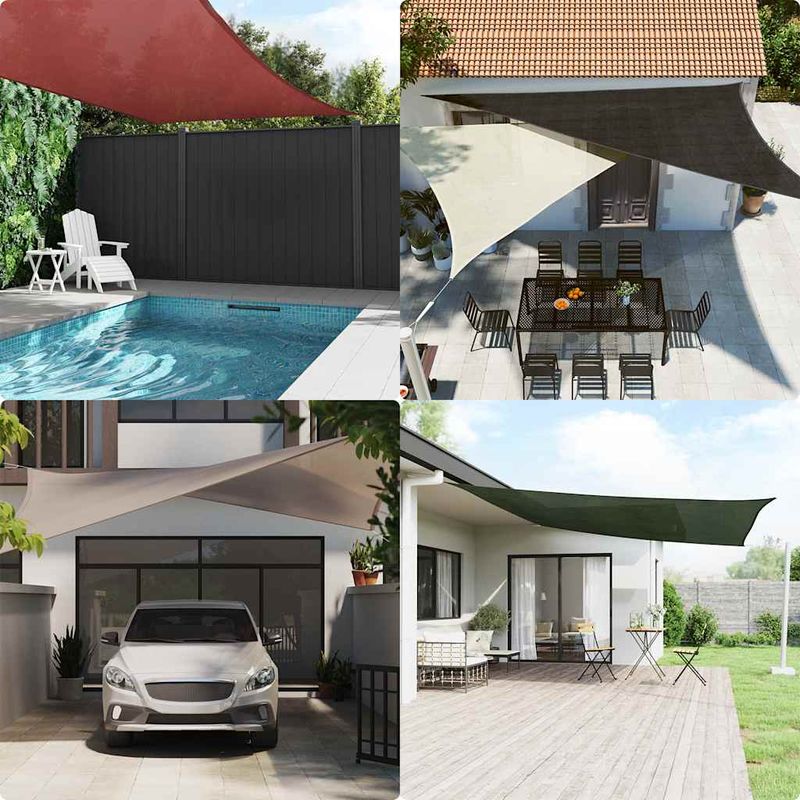 Casa si Gradina/Gradina si terasa/Umbrele si pavilioane/Umbrele - Panza parasolar, nisipiu, triunghiular, 5x5x6 m, HDPE, 160 g/m² - Infinity.ro