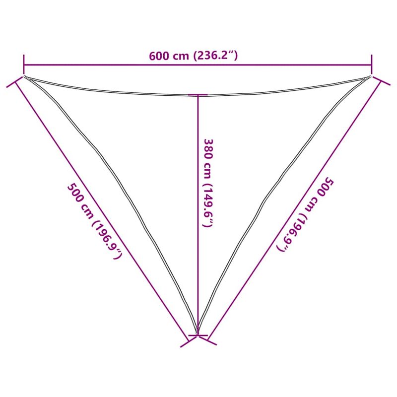 Casa si Gradina/Gradina si terasa/Umbrele si pavilioane/Umbrele - Panza parasolar, nisipiu, triunghiular, 5x5x6 m, HDPE, 160 g/m² - Infinity.ro
