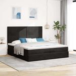 Casa si Gradina - Mobilier - Paturi si accesorii - Paturi - Cadru de pat otoman cu saltele, catifea neagra 200x200cm - Infinity.ro