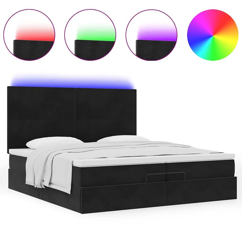 Casa si Gradina - Mobilier - Paturi si accesorii - Paturi - Cadru de pat otoman cu saltele, catifea neagra 200x200cm - Infinity.ro