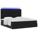 Casa si Gradina - Mobilier - Paturi si accesorii - Paturi - Cadru de pat otoman cu saltele, catifea neagra 200x200cm - Infinity.ro