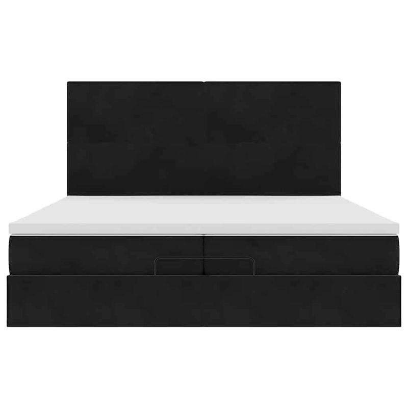 Casa si Gradina - Mobilier - Paturi si accesorii - Paturi - Cadru de pat otoman cu saltele, catifea neagra 200x200cm - Infinity.ro
