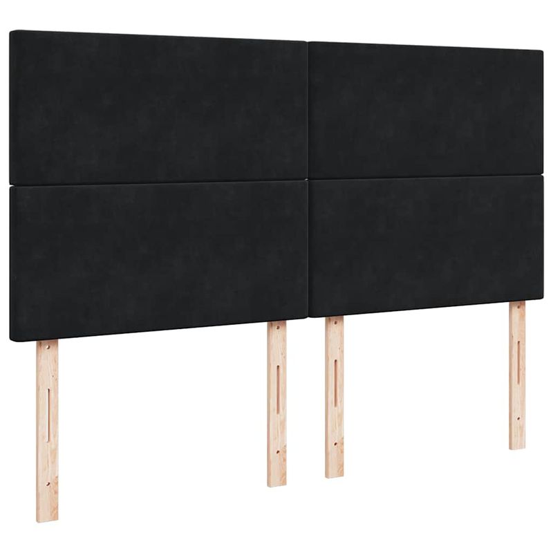 Casa si Gradina - Mobilier - Paturi si accesorii - Paturi - Cadru de pat otoman cu saltele, catifea neagra 200x200cm - Infinity.ro