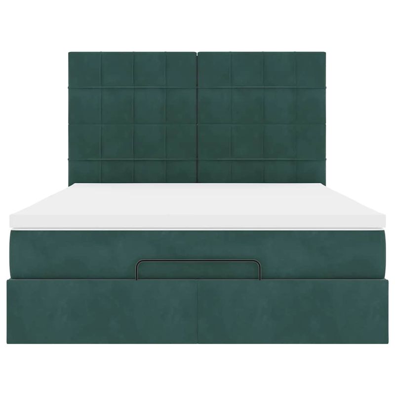 Casa si Gradina - Mobilier - Paturi si accesorii - Paturi - Cadru de pat otoman cu saltele, catifea verde inchis 140x190cm - Infinity.ro