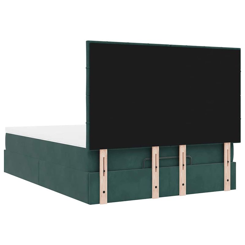 Casa si Gradina - Mobilier - Paturi si accesorii - Paturi - Cadru de pat otoman cu saltele, catifea verde inchis 140x190cm - Infinity.ro