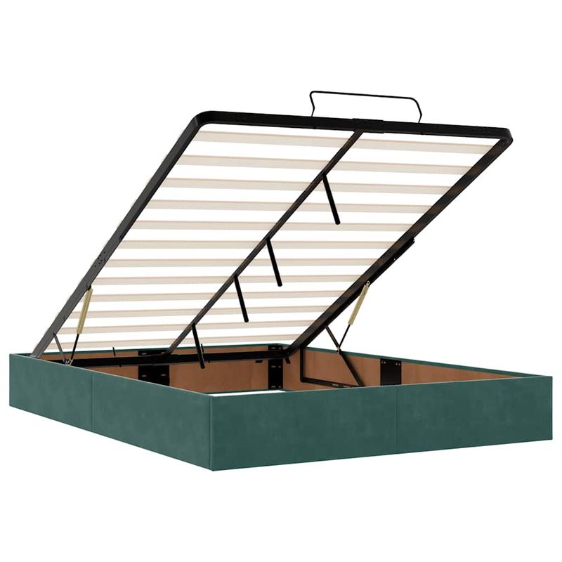 Casa si Gradina - Mobilier - Paturi si accesorii - Paturi - Cadru de pat otoman cu saltele, catifea verde inchis 140x190cm - Infinity.ro