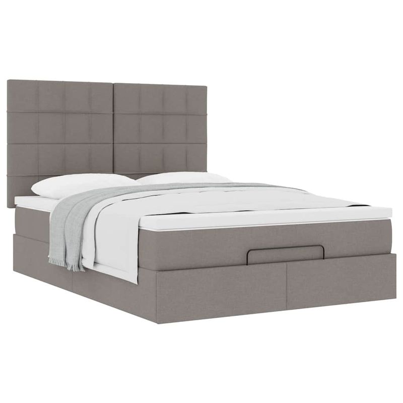 Casa si Gradina - Mobilier - Paturi si accesorii - Paturi - Cadru de pat otoman cu saltea Taupe 140x190cm Material - Infinity.ro