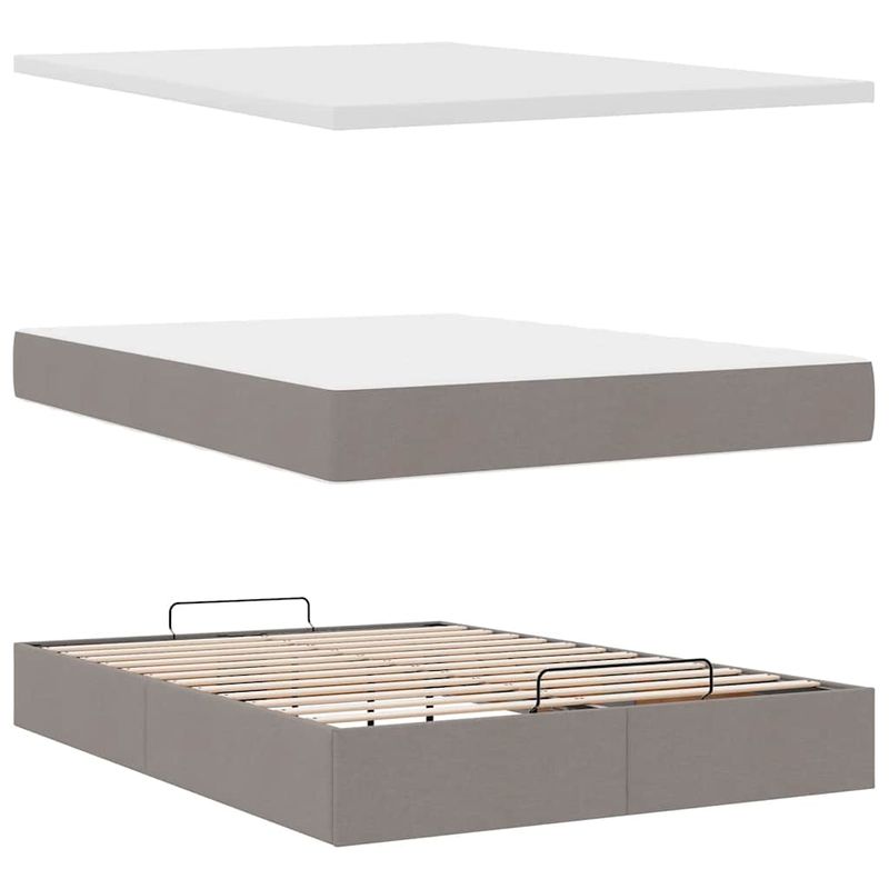 Casa si Gradina - Mobilier - Paturi si accesorii - Paturi - Cadru de pat otoman cu saltea Taupe 140x190cm Material - Infinity.ro