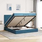 Casa si Gradina - Mobilier - Paturi si accesorii - Paturi - Cadru de pat otoman saltele Albastru inchis 200x200cm catifea - Infinity.ro