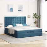 Casa si Gradina - Mobilier - Paturi si accesorii - Paturi - Cadru de pat otoman saltele Albastru inchis 200x200cm catifea - Infinity.ro