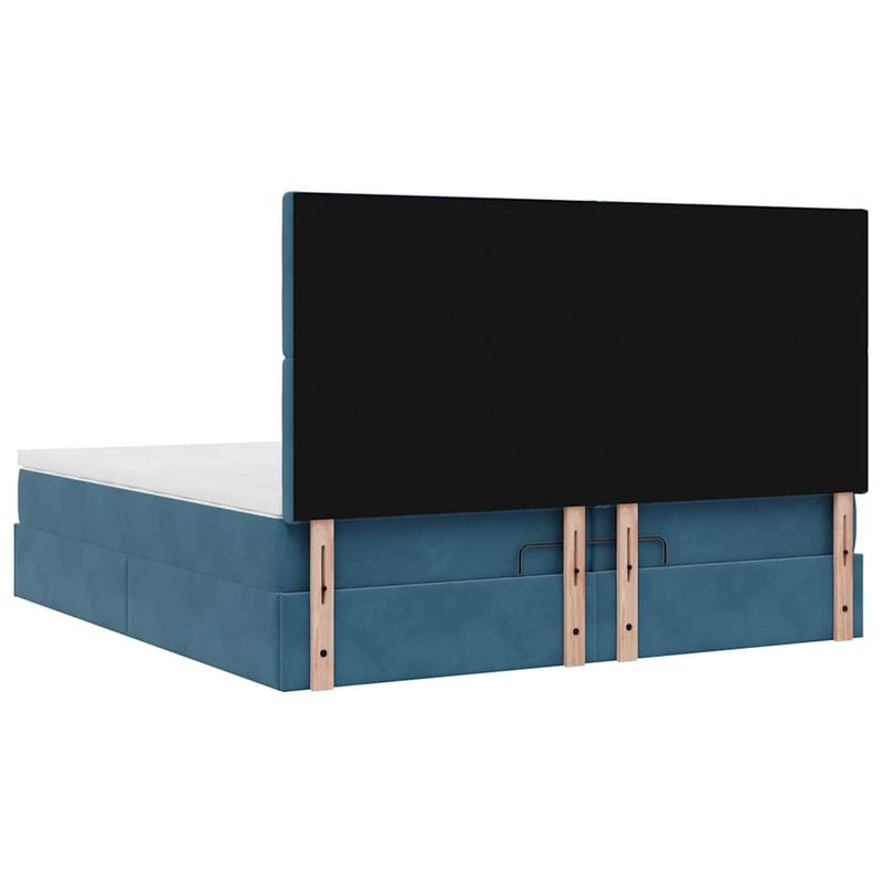 Casa si Gradina - Mobilier - Paturi si accesorii - Paturi - Cadru de pat otoman saltele Albastru inchis 200x200cm catifea - Infinity.ro