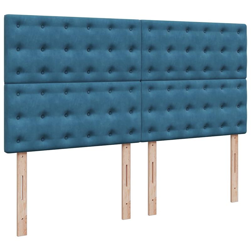 Casa si Gradina - Mobilier - Paturi si accesorii - Paturi - Cadru de pat otoman saltele Albastru inchis 200x200cm catifea - Infinity.ro
