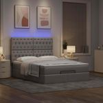 Casa si Gradina - Mobilier - Paturi si accesorii - Paturi - Cadru de pat otoman cu saltea Taupe 140x190cm Material - Infinity.ro