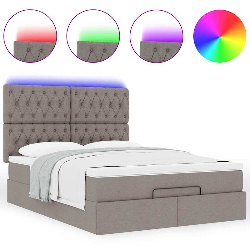Casa si Gradina - Mobilier - Paturi si accesorii - Paturi - Cadru de pat otoman cu saltea Taupe 140x190cm Material - Infinity.ro