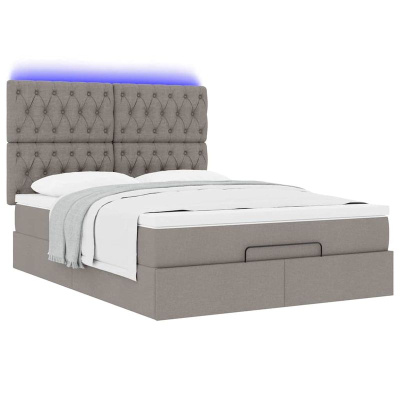 Casa si Gradina - Mobilier - Paturi si accesorii - Paturi - Cadru de pat otoman cu saltea Taupe 140x190cm Material - Infinity.ro