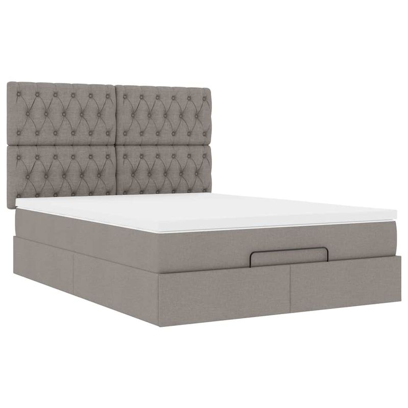 Casa si Gradina - Mobilier - Paturi si accesorii - Paturi - Cadru de pat otoman cu saltea Taupe 140x190cm Material - Infinity.ro