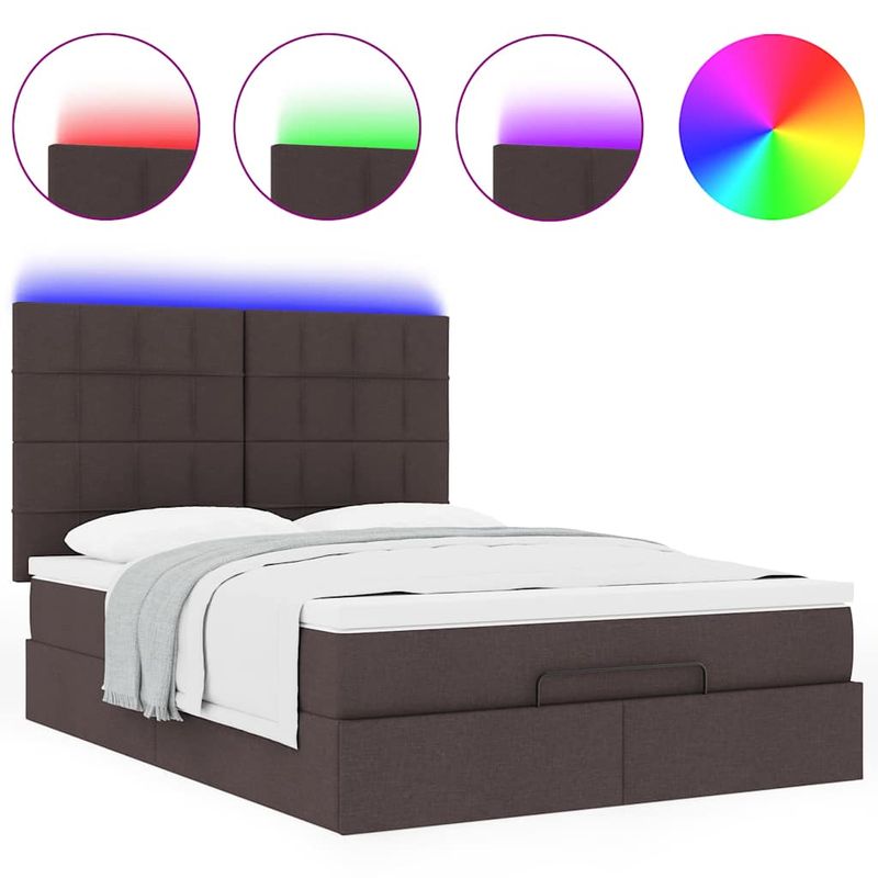 Casa si Gradina - Mobilier - Paturi si accesorii - Paturi - Cadru de pat otoman cu saltea tesatura maro inchis 140x190cm - Infinity.ro