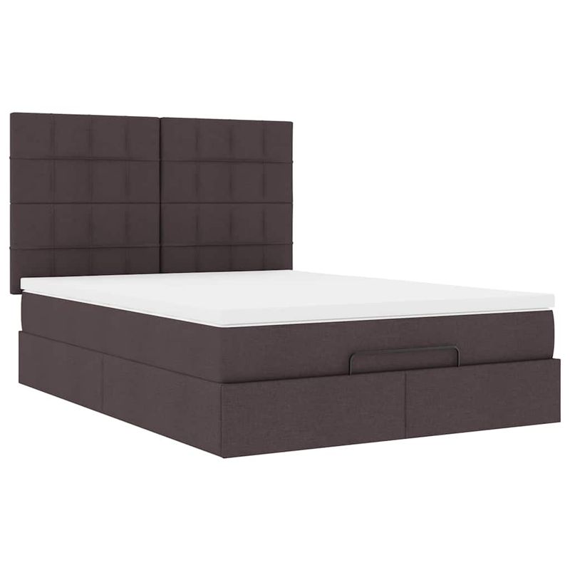 Casa si Gradina - Mobilier - Paturi si accesorii - Paturi - Cadru de pat otoman cu saltea tesatura maro inchis 140x190cm - Infinity.ro