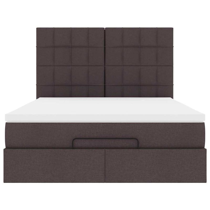 Casa si Gradina - Mobilier - Paturi si accesorii - Paturi - Cadru de pat otoman cu saltea tesatura maro inchis 140x190cm - Infinity.ro
