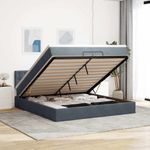 Casa si Gradina - Mobilier - Paturi si accesorii - Paturi - Cadru de pat otoman cu saltea gri inchis 200x200 cm catifea, model nasturi - Infinity.ro