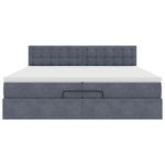 Casa si Gradina - Mobilier - Paturi si accesorii - Paturi - Cadru de pat otoman cu saltea gri inchis 200x200 cm catifea, model nasturi - Infinity.ro