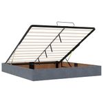 Casa si Gradina - Mobilier - Paturi si accesorii - Paturi - Cadru de pat otoman cu saltea gri inchis 200x200 cm catifea, model nasturi - Infinity.ro